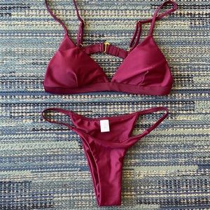 Burgundy 2 piece bikini swimsuit size XS